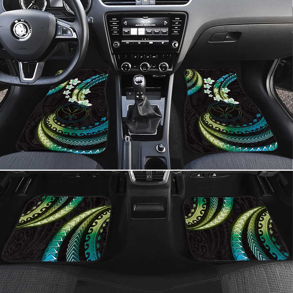 Hawaii Map Kanaka Maoli Car Mats Fantastic Frangipani Chartreuse Cyan