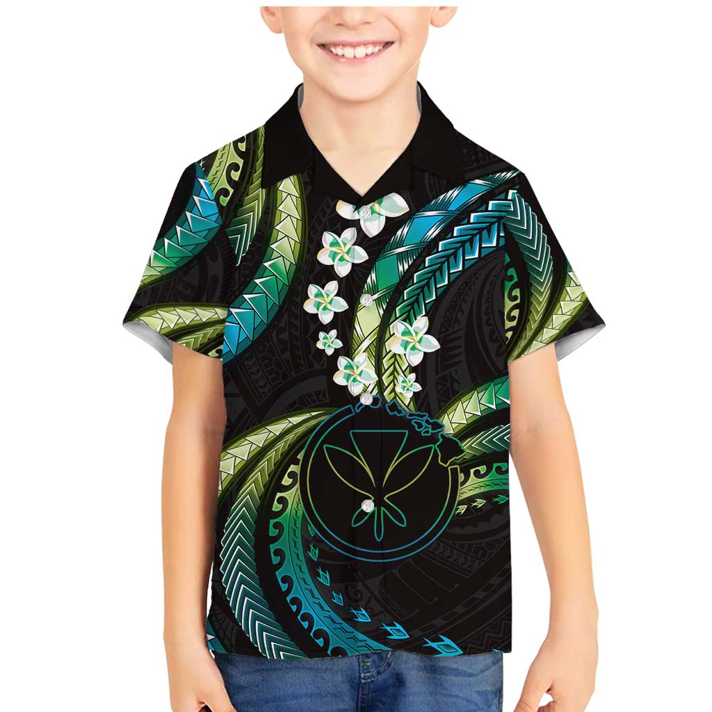 Hawaii Map Kanaka Maoli Family Matching Mermaid Dress and Hawaiian Shirt Fantastic Frangipani Chartreuse Cyan