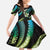 Hawaii Map Kanaka Maoli Family Matching Off The Shoulder Long Sleeve Dress and Hawaiian Shirt Fantastic Frangipani Chartreuse Cyan