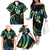 Hawaii Map Kanaka Maoli Family Matching Off The Shoulder Long Sleeve Dress and Hawaiian Shirt Fantastic Frangipani Chartreuse Cyan