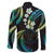 Hawaii Map Kanaka Maoli Family Matching Off The Shoulder Long Sleeve Dress and Hawaiian Shirt Fantastic Frangipani Chartreuse Cyan