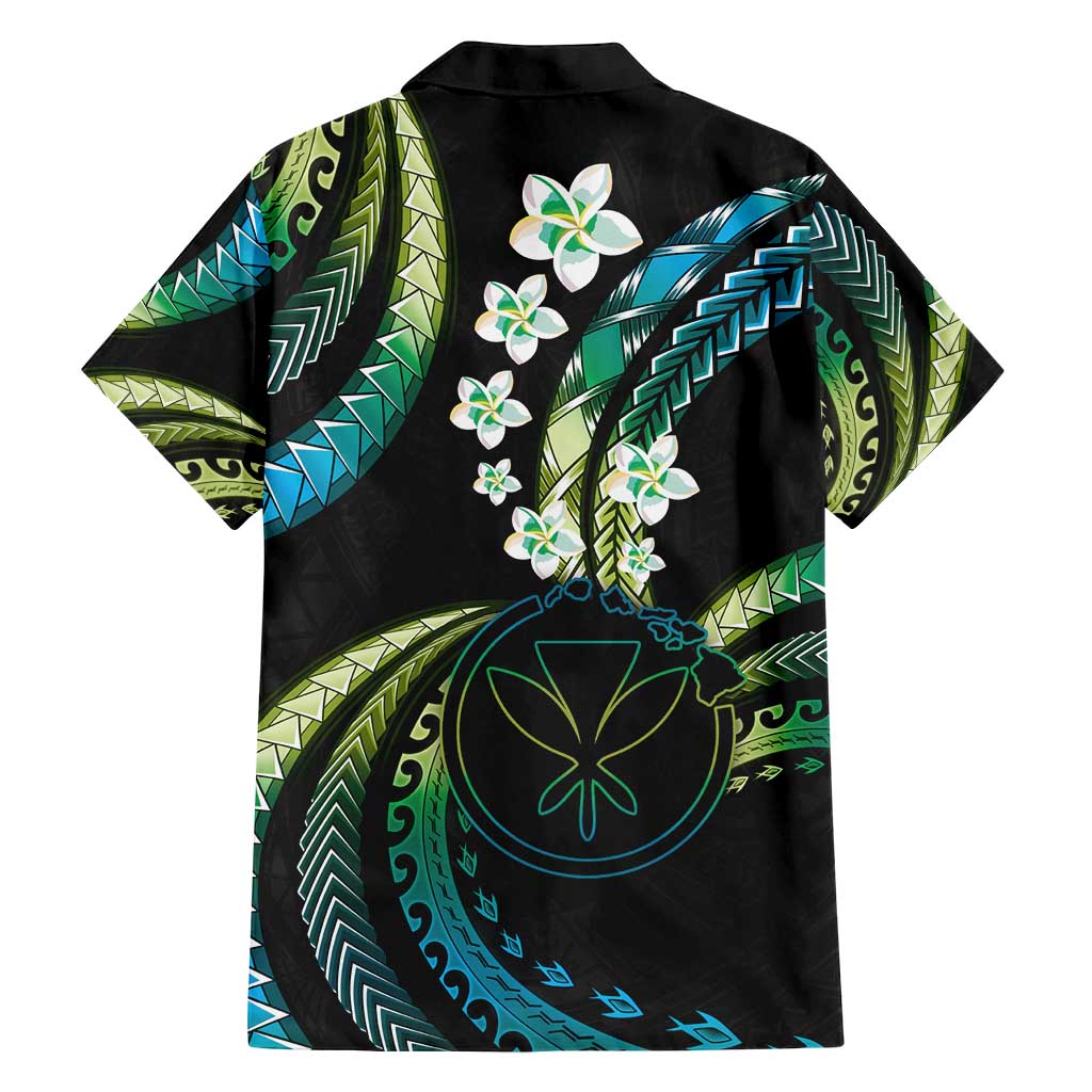 Hawaii Map Kanaka Maoli Family Matching Summer Maxi Dress and Hawaiian Shirt Fantastic Frangipani Chartreuse Cyan