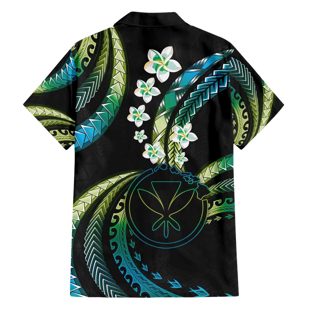 Hawaii Map Kanaka Maoli Hawaiian Shirt Fantastic Frangipani Chartreuse Cyan