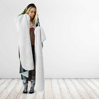 Hawaii Map Kanaka Maoli Hooded Blanket Fantastic Frangipani Chartreuse Cyan LT01 - Polynesian Pride