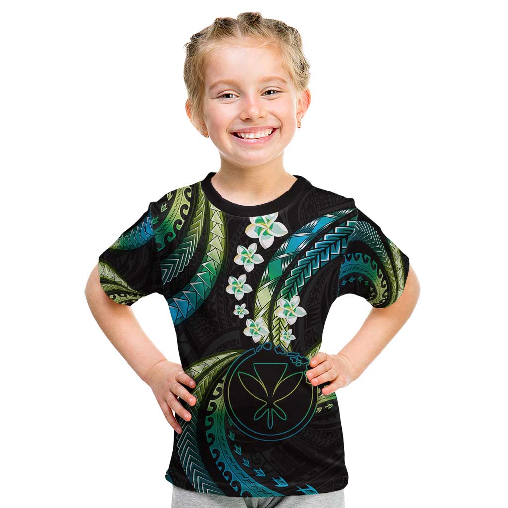 Hawaii Map Kanaka Maoli Kid T Shirt Fantastic Frangipani Chartreuse Cyan