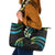 Hawaii Map Kanaka Maoli Leather Tote Bag Fantastic Frangipani Chartreuse Cyan