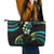Hawaii Map Kanaka Maoli Leather Tote Bag Fantastic Frangipani Chartreuse Cyan