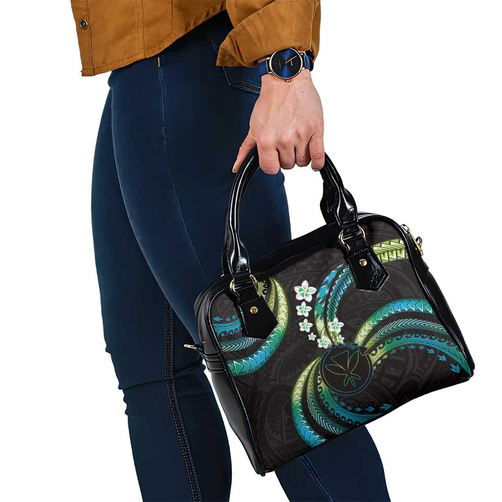 Hawaii Map Kanaka Maoli Shoulder Handbag Fantastic Frangipani Chartreuse Cyan