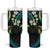 Hawaii Map Kanaka Maoli Tumbler With Handle Fantastic Frangipani Chartreuse Cyan