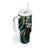 Hawaii Map Kanaka Maoli Tumbler With Handle Fantastic Frangipani Chartreuse Cyan