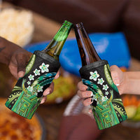 Hawaii King Kamehameha 4 in 1 Can Cooler Tumbler Fantastic Plumeria Chartreuse Cyan