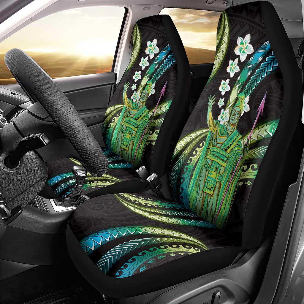 Hawaii King Kamehameha Car Seat Cover Fantastic Plumeria Chartreuse Cyan