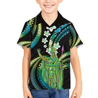 Hawaii King Kamehameha Kid Hawaiian Shirt Fantastic Plumeria Chartreuse Cyan LT01 Kid Cyan - Polynesian Pride