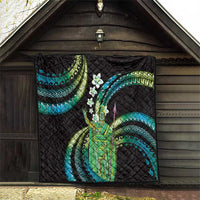 Hawaii King Kamehameha Quilt Fantastic Plumeria Chartreuse Cyan