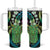 Hawaii King Kamehameha Tumbler With Handle Fantastic Plumeria Chartreuse Cyan