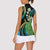 Hawaii King Kamehameha Women Sleeveless Polo Shirt Fantastic Plumeria Chartreuse Cyan
