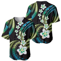 Hawaii Plumeria Baseball Jersey Chartreuse Cyan Polynesian Pattern