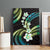 Hawaii Plumeria Canvas Wall Art Chartreuse Cyan Polynesian Pattern