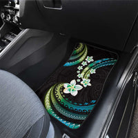 Hawaii Plumeria Car Mats Chartreuse Cyan Polynesian Pattern