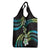 Hawaii Plumeria Grocery Bag Chartreuse Cyan Polynesian Pattern