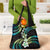 Hawaii Plumeria Grocery Bag Chartreuse Cyan Polynesian Pattern