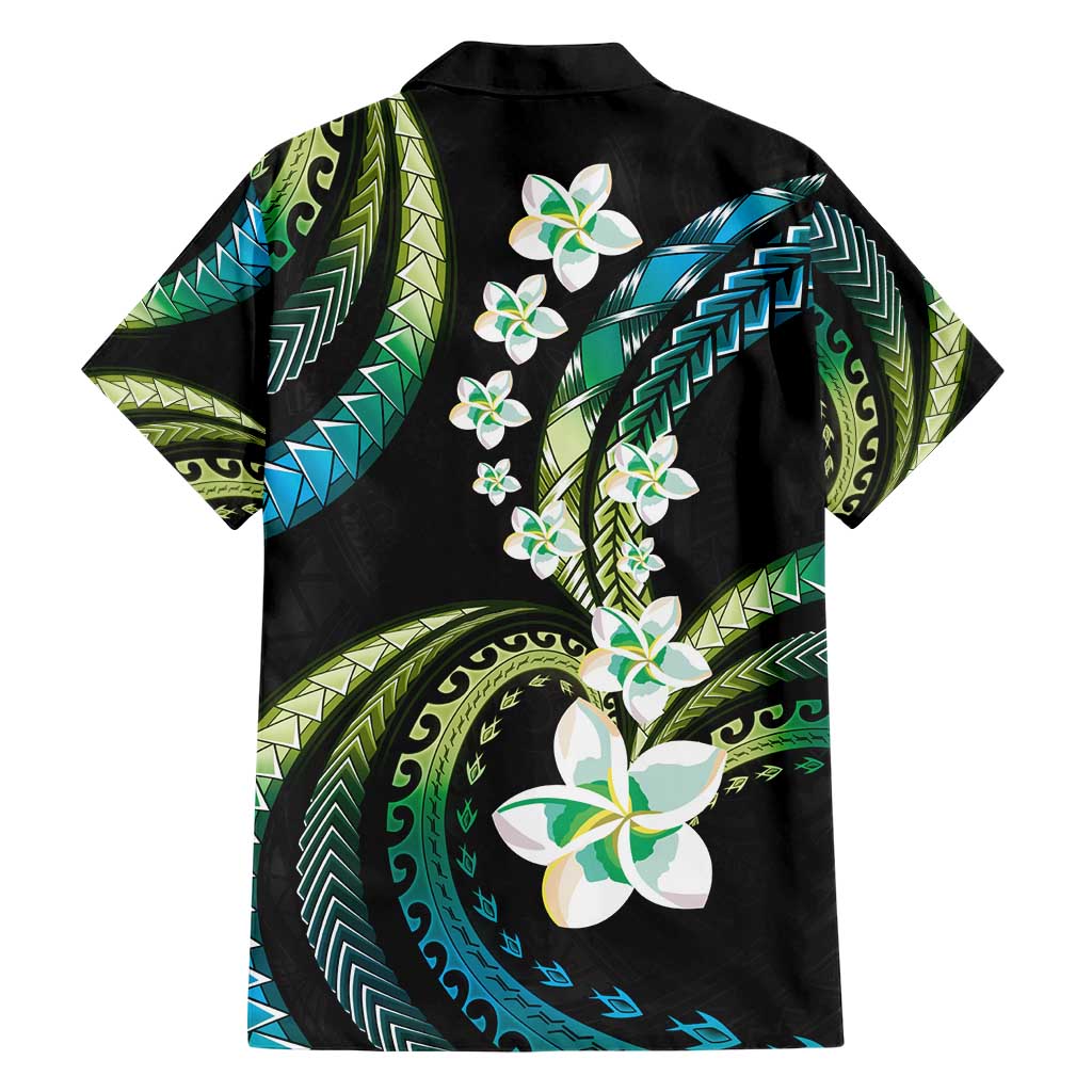 Hawaii Plumeria Hawaiian Shirt Chartreuse Cyan Polynesian Pattern