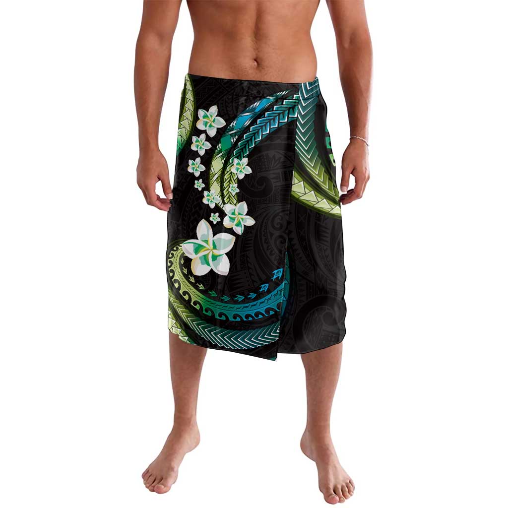 Hawaii Plumeria Lavalava Chartreuse Cyan Polynesian Pattern