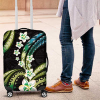 Hawaii Plumeria Luggage Cover Chartreuse Cyan Polynesian Pattern