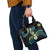 Hawaii Plumeria Shoulder Handbag Chartreuse Cyan Polynesian Pattern