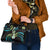 Hawaii Plumeria Shoulder Handbag Chartreuse Cyan Polynesian Pattern