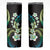Hawaii Plumeria Skinny Tumbler Chartreuse Cyan Polynesian Pattern