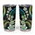 Hawaii Plumeria Tumbler Cup Chartreuse Cyan Polynesian Pattern