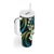 Hawaii Plumeria Tumbler With Handle Chartreuse Cyan Polynesian Pattern