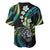 Hawaii Shaka Sign Baseball Jersey Fantastic Frangipani Chartreuse Cyan
