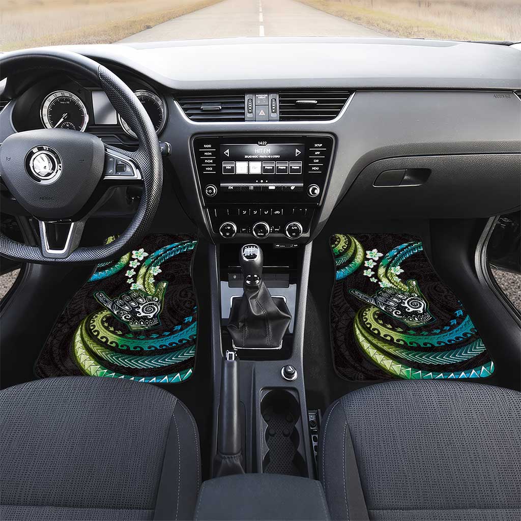 Hawaii Shaka Sign Car Mats Fantastic Frangipani Chartreuse Cyan