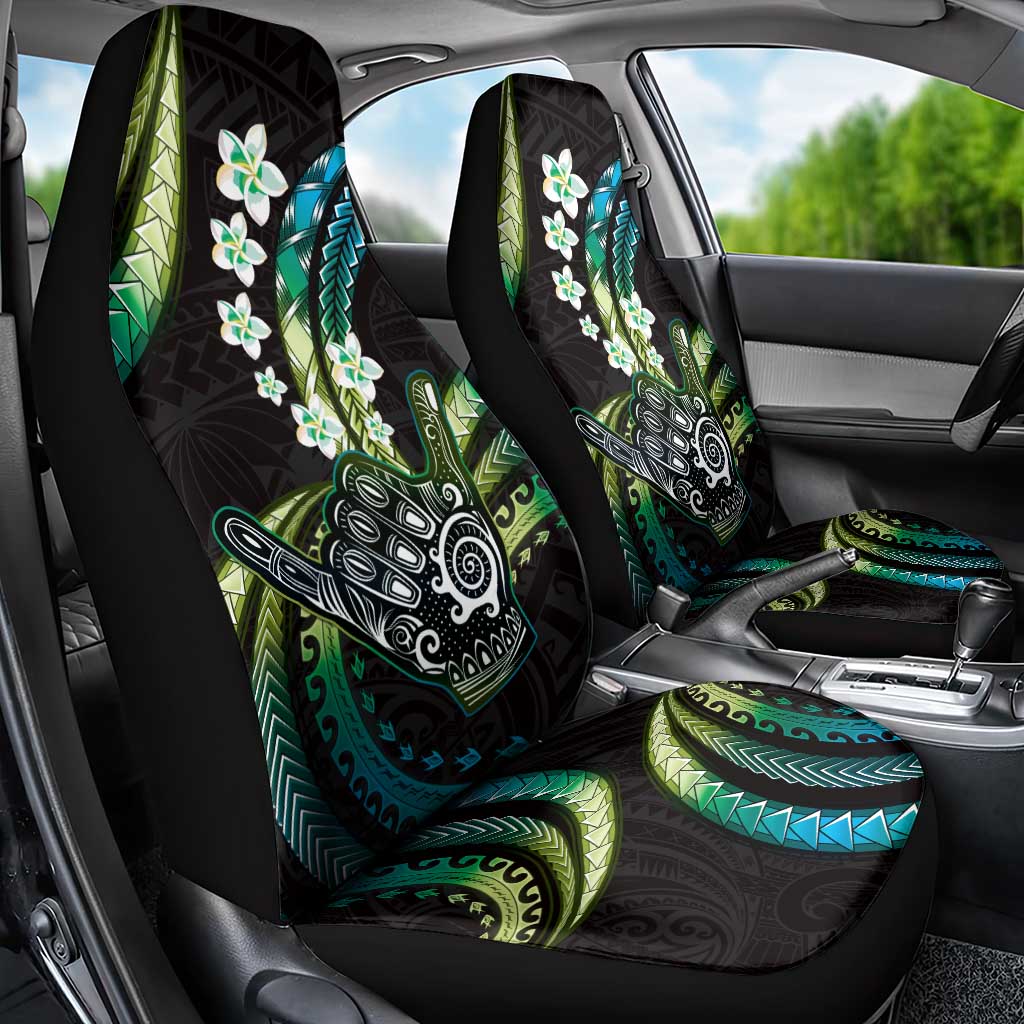 Hawaii Shaka Sign Car Seat Cover Fantastic Frangipani Chartreuse Cyan