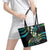 Hawaii Shaka Sign Leather Tote Bag Fantastic Frangipani Chartreuse Cyan