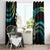 Hawaii Shaka Sign Window Curtain Fantastic Frangipani Chartreuse Cyan