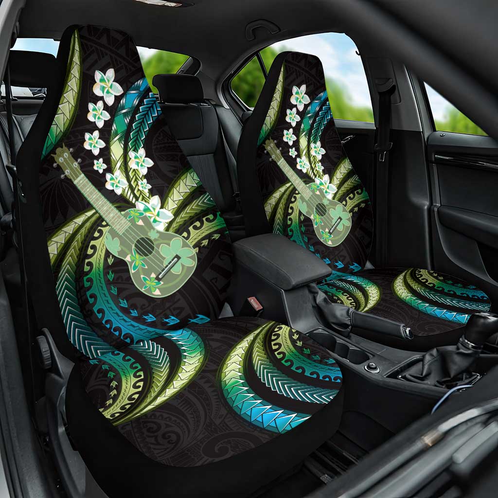 Hawaiian Ukulele Car Seat Cover Chartreuse Cyan Fantastic Plumeria