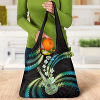 Hawaiian Ukulele Grocery Bag Chartreuse Cyan Fantastic Plumeria LT01 - Polynesian Pride
