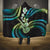 Hawaiian Ukulele Hooded Blanket Chartreuse Cyan Fantastic Plumeria