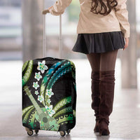 Hawaiian Ukulele Luggage Cover Chartreuse Cyan Fantastic Plumeria