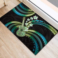 Hawaiian Ukulele Rubber Doormat Chartreuse Cyan Fantastic Plumeria LT01 - Polynesian Pride
