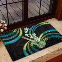 Hawaiian Ukulele Rubber Doormat Chartreuse Cyan Fantastic Plumeria LT01 - Polynesian Pride