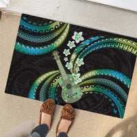 Hawaiian Ukulele Rubber Doormat Chartreuse Cyan Fantastic Plumeria LT01 - Polynesian Pride