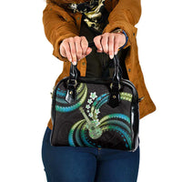 Hawaiian Ukulele Shoulder Handbag Chartreuse Cyan Fantastic Plumeria LT01 One Size Cyan - Polynesian Pride