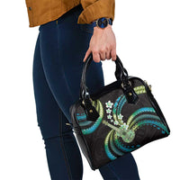 Hawaiian Ukulele Shoulder Handbag Chartreuse Cyan Fantastic Plumeria LT01 - Polynesian Pride