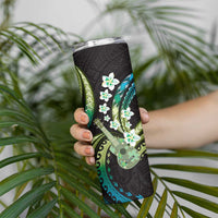 Hawaiian Ukulele Skinny Tumbler Chartreuse Cyan Fantastic Plumeria