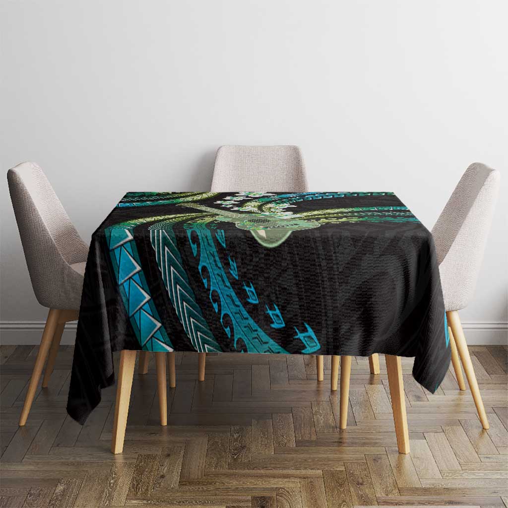 Hawaiian Ukulele Tablecloth Chartreuse Cyan Fantastic Plumeria LT01 - Polynesian Pride