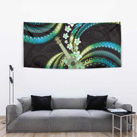 Hawaiian Ukulele Tapestry Chartreuse Cyan Fantastic Plumeria LT01 - Polynesian Pride